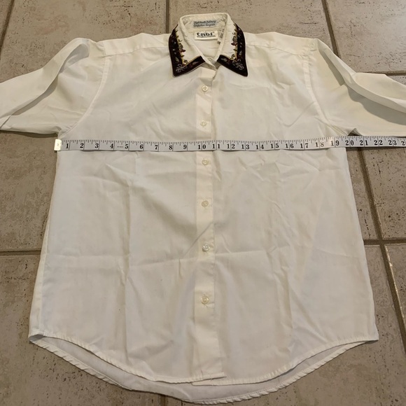 Vtg 80s/90s Tabi International Embroidered Collar Blouse | S/P White - Picture 5 of 8
